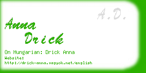 anna drick business card